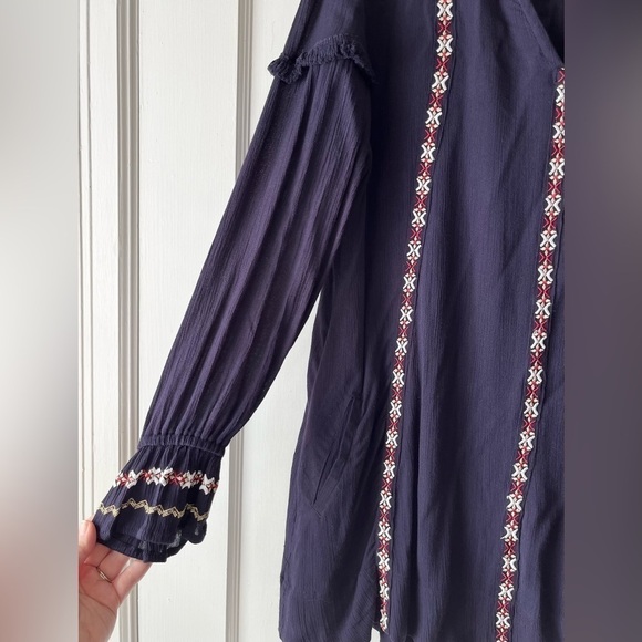 Tularosa Arabella Embroidered Navy Blue Tunic Dress Size XS - Picture 4 of 6